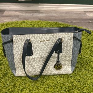 Michael Kors Blue and Cream Structured Tote